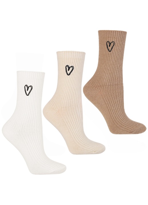 Sosete dama Moraj, 3-pak, prazkuite, cu inimioare, 35-38, multicolor