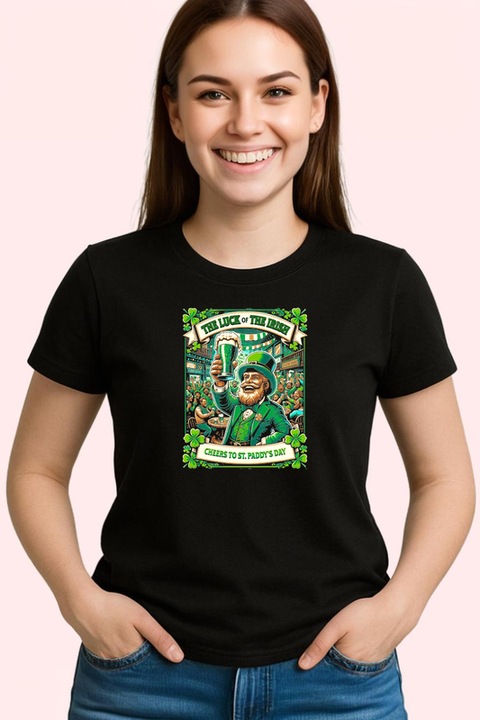 Tricou dama The luck of the irish cheers to st. paddy's day, Negru