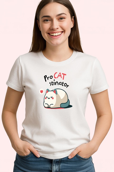 Tricou dama ProCATstinator, Alb