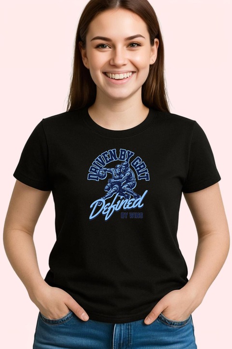 Tricou dama Defined by grit defined by wins, Negru