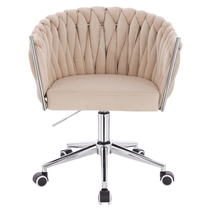 Scaun de birou, Votana, HR750K, Catifea, Baza Cromata, Crem