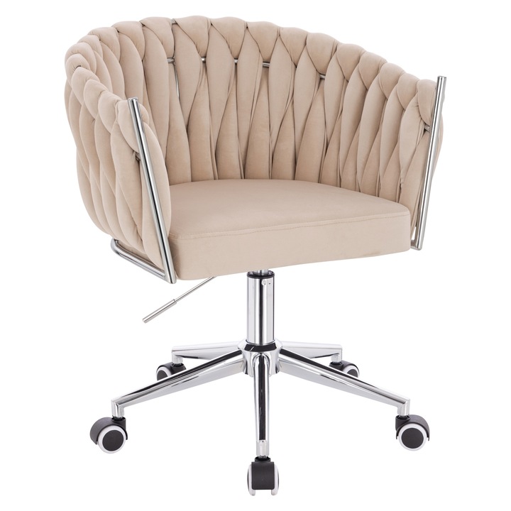 Scaun de birou, Votana, HR750K, Catifea, Baza Cromata, Crem