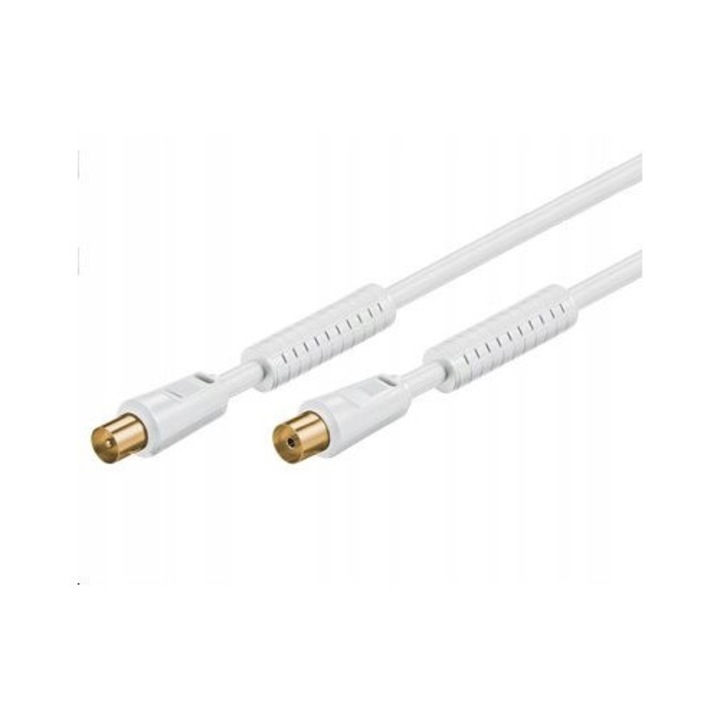 Cablu coixal MicroConnect M-F, 10m, alb, 75 Ohm