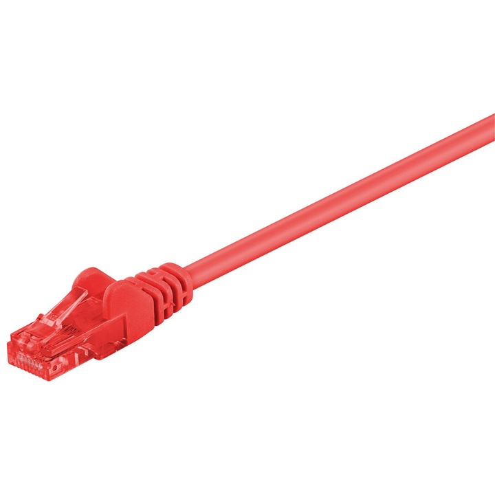 Hálózati kábel U/UTP CAT6 0.25M MicroConnect, piros PVC, árnyékolatlan