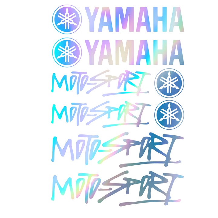 Set 10 Stickere Yamaha, Moto-Sport, Holografic, 25 x 30 cm
