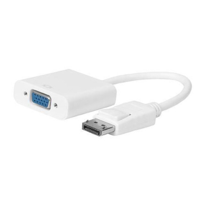 DisplayPort 1.2 - VGA adapter, MicroConnect, fehér