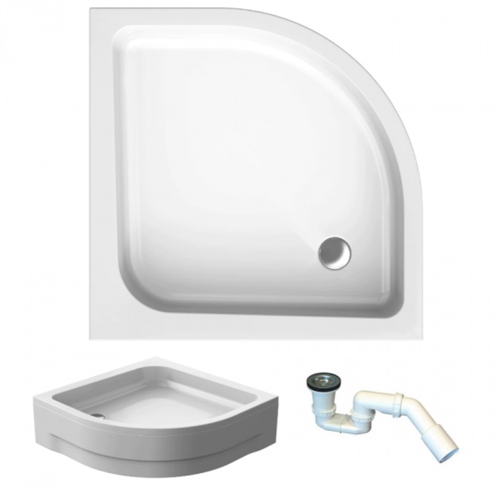 Cadota pentru dus, 90x90cm, Polimat, alb, cu sifon inclus