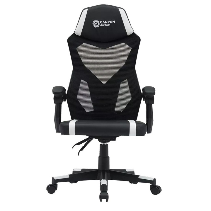 Scaun gaming Canyon Flow MCH01, reglabil, Negru/Alb