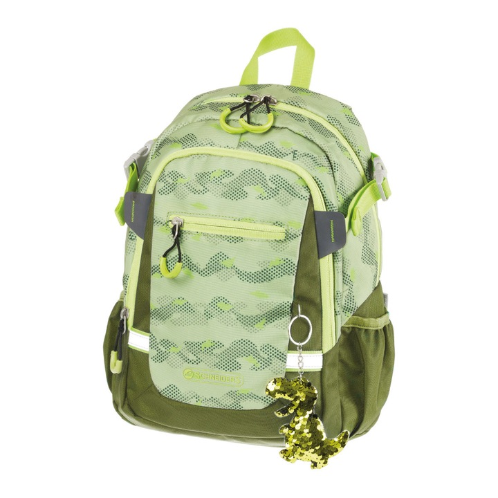Rucsac pentru Gradinita Rhino Dino Verde Oliv, Schneiders Kids, 25 x 35 x 12 cm, 11 L, verde oliv