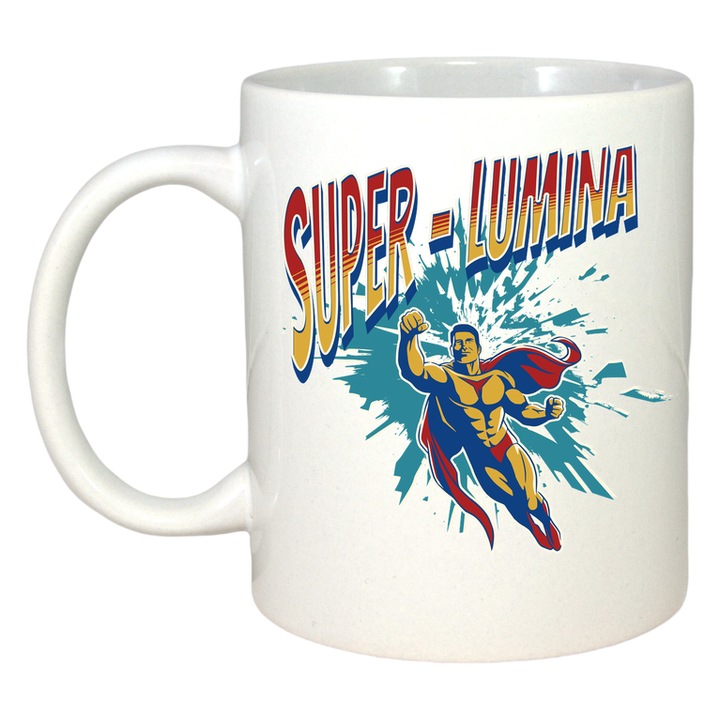 Cana Super Lumina, Ceramica, Cri-Flo, 330ml, Culoare alb