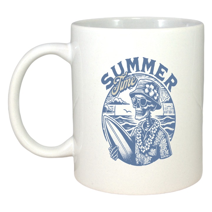 Cana Summer time, Ceramica, Cri-Flo, 330ml, Culoare alb