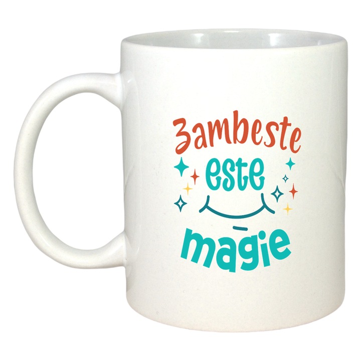 Cana Zambeste este magie, Ceramica, Cri-Flo, 330ml, Culoare alb
