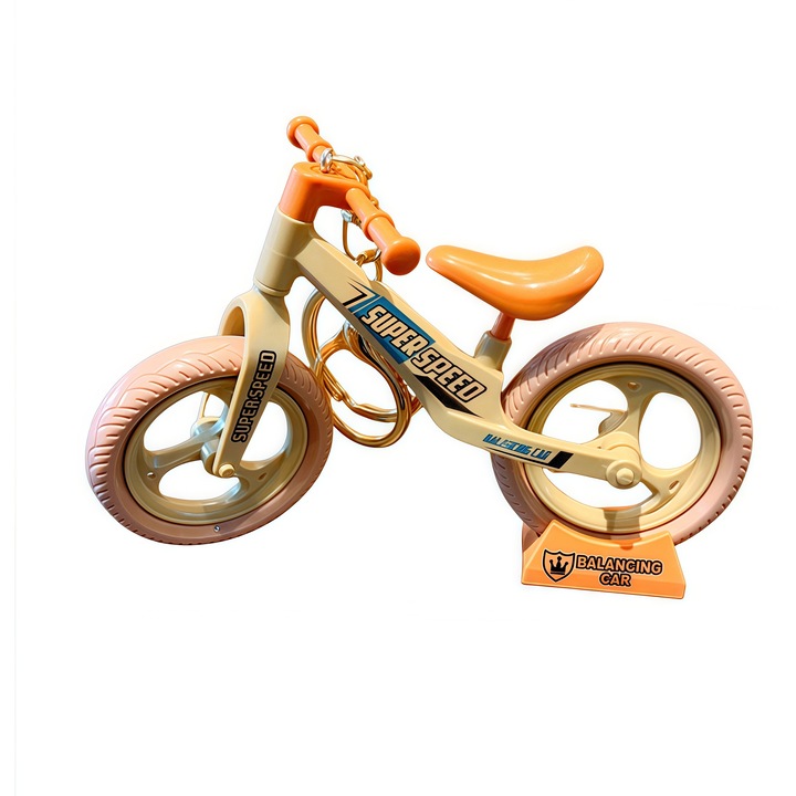 Kreatív biciklis kulcstartó mozgó kerekekkel – vicces miniatűr pároknak, dekoratív ajándék, asztali vagy kulcstartó (sárga)