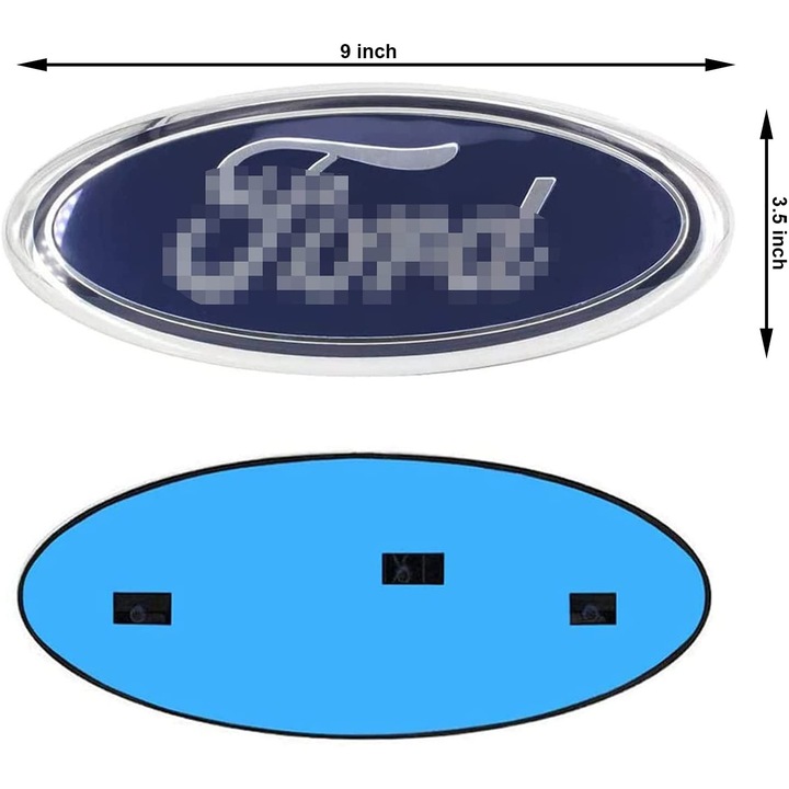 Emblema spate Ford, 9 inch, albastră, set de înlocuire, din plastic ABS