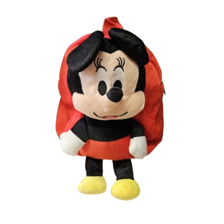 Играчка Мики мишката, Тип раница, Плюшена, Червен, 25х23х9 см