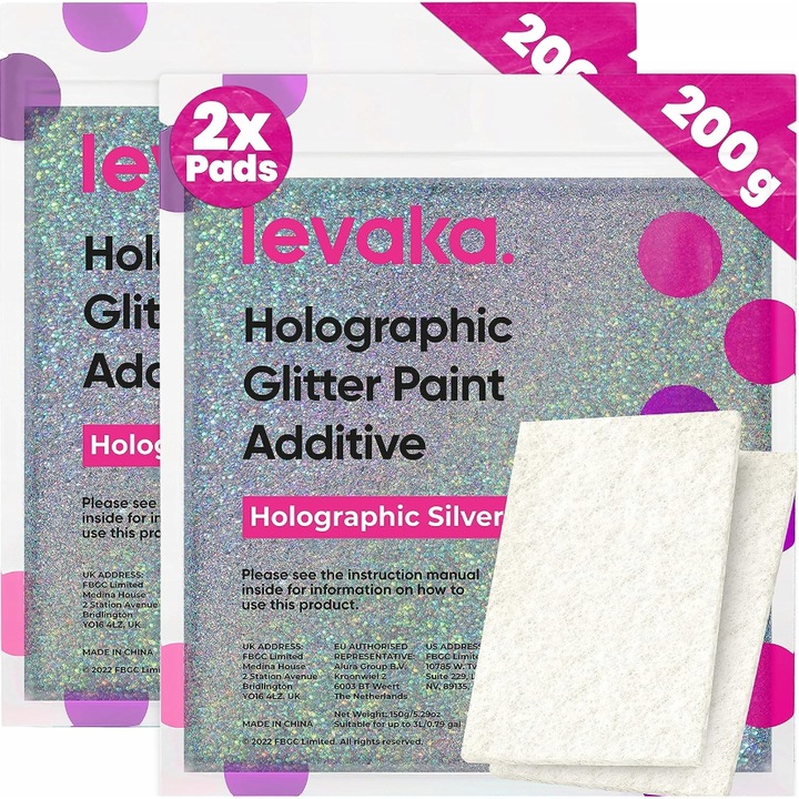 Holografikus ezüst brokát készlet 400g + 2 db korong, univerzális dekorációs festék, 4l