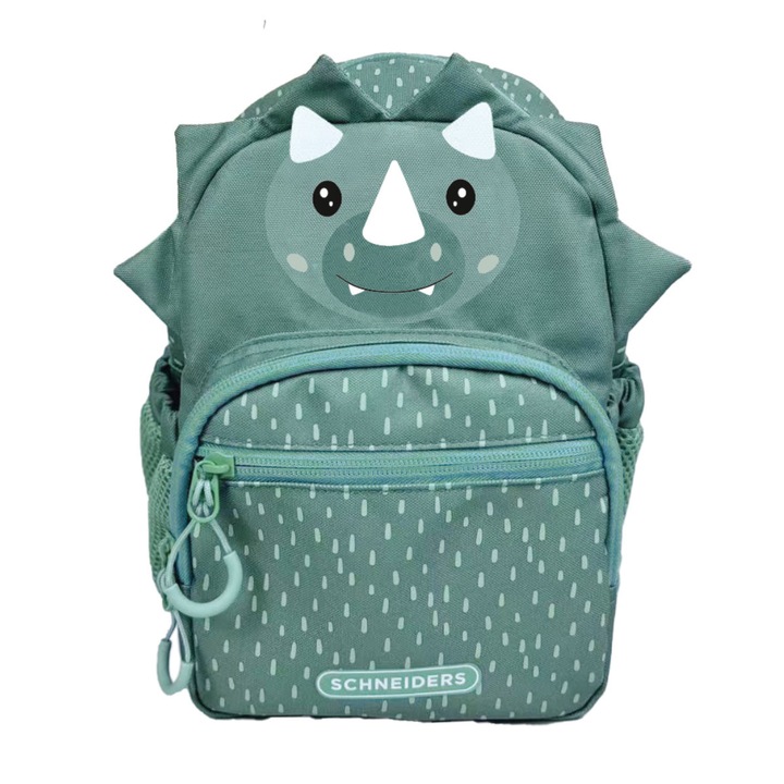 Rucsac Gradinita Mini Danny Dino Verde, Schneiders Kids, 18.5 x 27 x 11 cm, 6 L, verde
