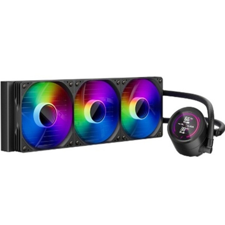 Cooler Procesor 1stPlayer® Thunderstorm TS4 360-bk, display IPS, ARGB, compatibil AMD/Intel, negru