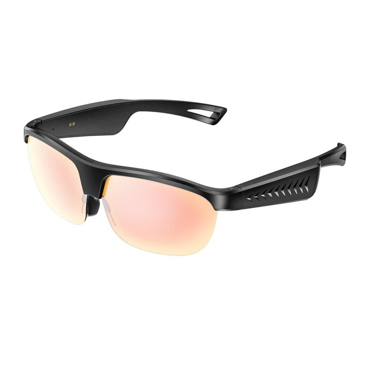 Умни очила, поляризирани Bluetooth слънчеви очила, вграден микрофон и високоговорители, аудио слънчеви очила с UV защита, 150 * 50 мм, Розов