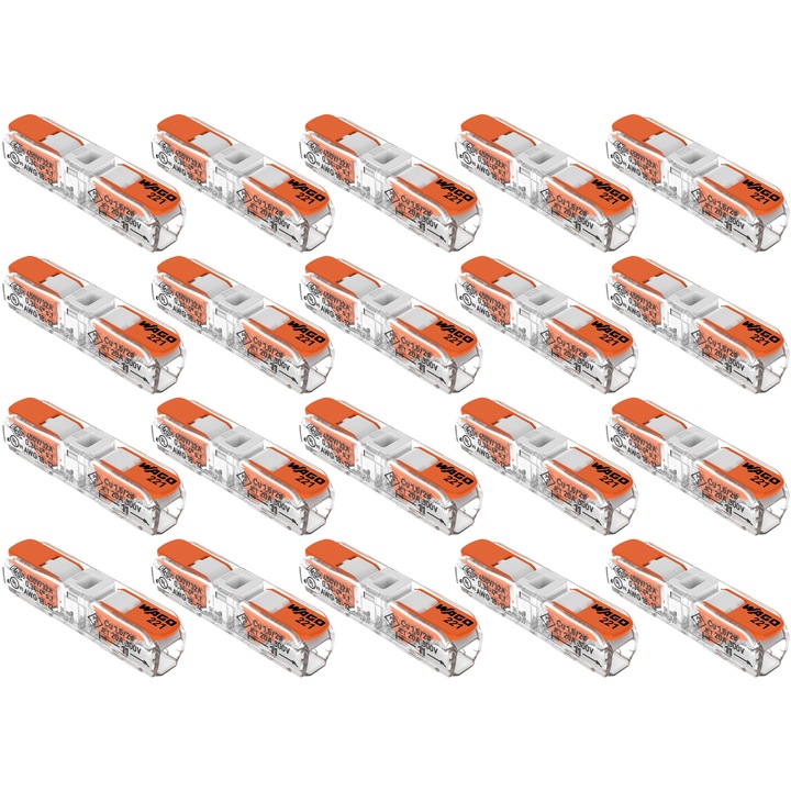 Conector de imbinare cu parghii pentru toate tipurile de conductor WAGO 221 2401 Max. 4 mm² 20 BUC