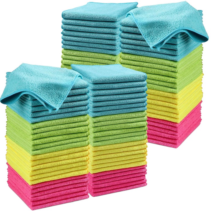 Set de 100 Lavete din Microfibra BEKZ, Multicolor, 30x40cm