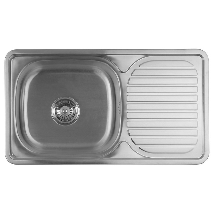 Chiuveta bucatarie Aqualine, incorporata, 76x18x42cm, inox, cu suport pentru stropire, montare de sus