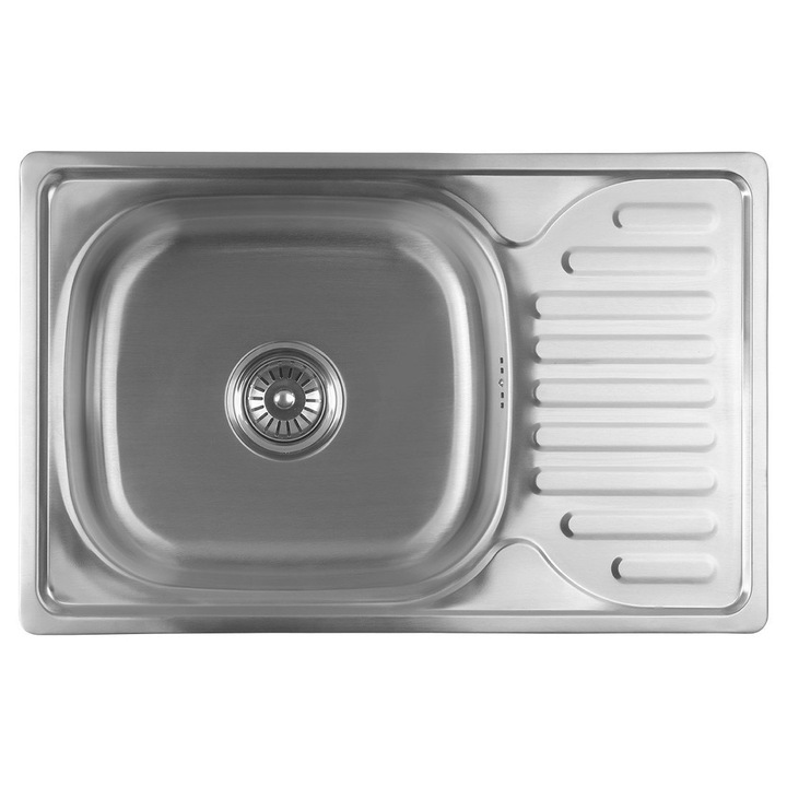 Chiuveta bucatarie Aqualine, din otel inoxidabil cu scurgator, 66x18x42cm