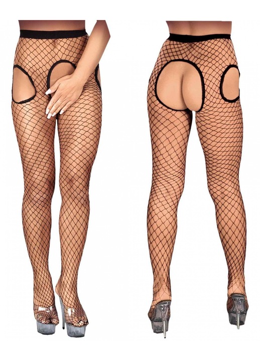 Szexi harisnya Roxana, L/XL, fekete, oldalsó nyílásokkal