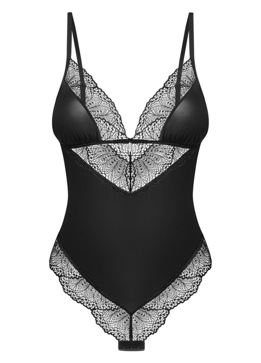 Obsessive Lobellis szexi body, állítható pántokkal, poliamid/elasztán, fekete, XS-S INTL