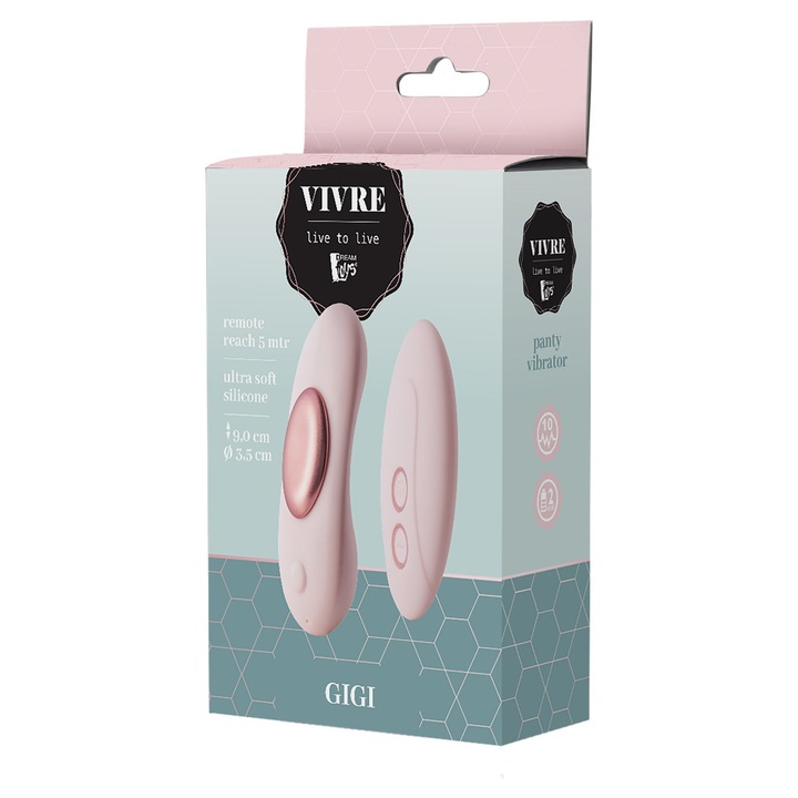 Вибратор-гащичка с дистанционно управление, Dream Toys, Gigi, 7 вибрационни ритъма, розов, 9x3.5см