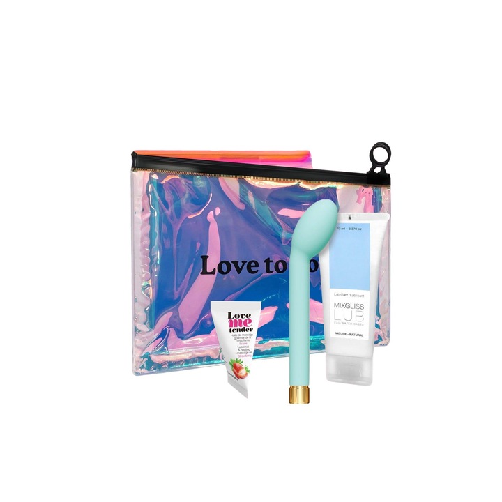 Подаръчен комплект OMG Enjoy Mint, Love to Love, вибратор за G-точка, 10 режима, 14.5x3.1 см, 70 мл лубрикант, неутрален вкус