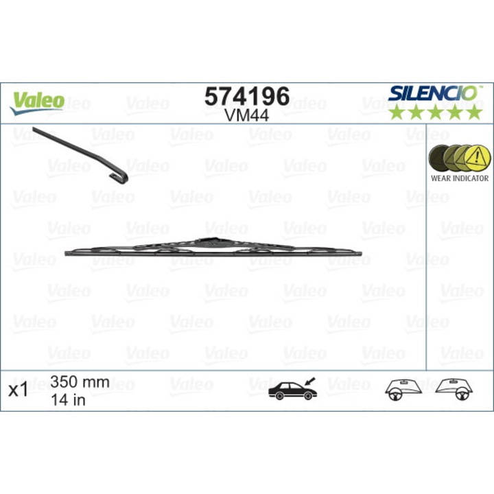 Ablaktörlő lapát VALEO 574196, 350 mm, optikai kopásjelzővel, 1 darab