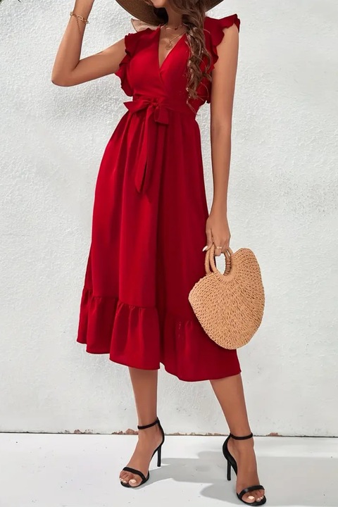 Минимизирана рокля с волани, Червен