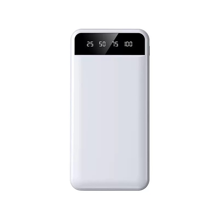 Külső akkumulátor 20000 mAh USB C kábellel, hordozható töltő, 4 kimenet, LED kijelző, külső akkumulátorok mobiltelefonhoz