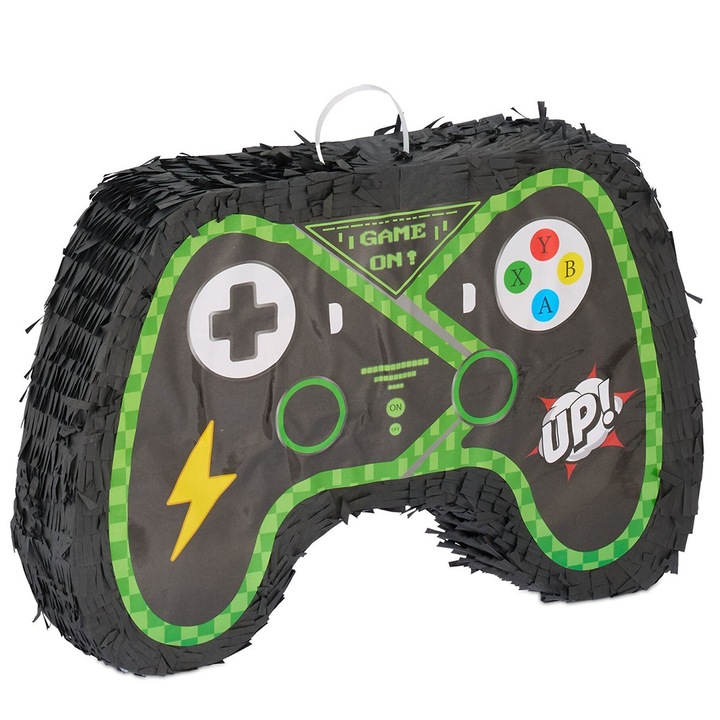 Pinata Controler Gamepad pentru Petrecere, Leski, din Hartie si Carton, Pinata pentru Petreceri, 42 x 28 x 8 cm, Negru