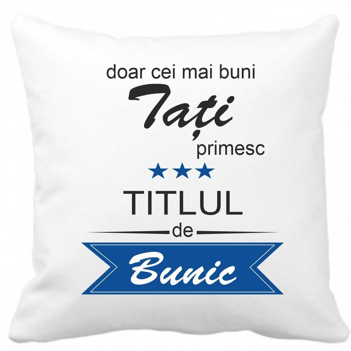 Perna personalizata cu textul "DOAR CEI MAI BUNI TATI", 40 x 40 cm, poliester, alba, CRD PRINT, 330ml, alba