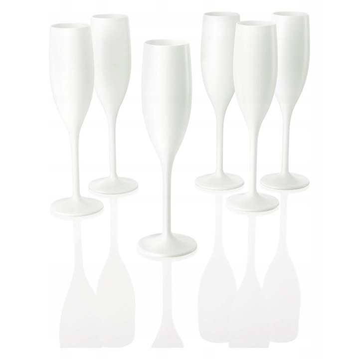 Комплект от 6 чаши за шампанско, Ernesto, 160 мл, бели, 7.2x24 см