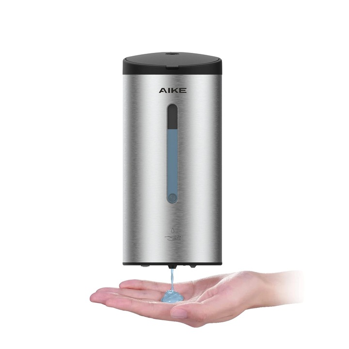 Folyékony szappan adagoló, nagy kapacitású, 800 ml, fali rögzítésű, szálcsiszolt rozsdamentes acél