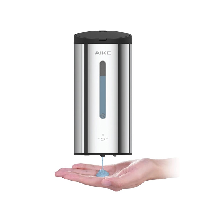 Folyékony szappan adagoló, nagy űrtartalmú, 800 ml, falra szerelhető, fényes rozsdamentes acél