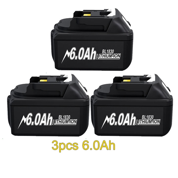 Baterie Reincarcabila pentru Makita, Model 18V, 6Ah, 18650, Baterie de Litium, Compatibila cu BL1830, BL1840, BL1850, Pachet 3 Baterii