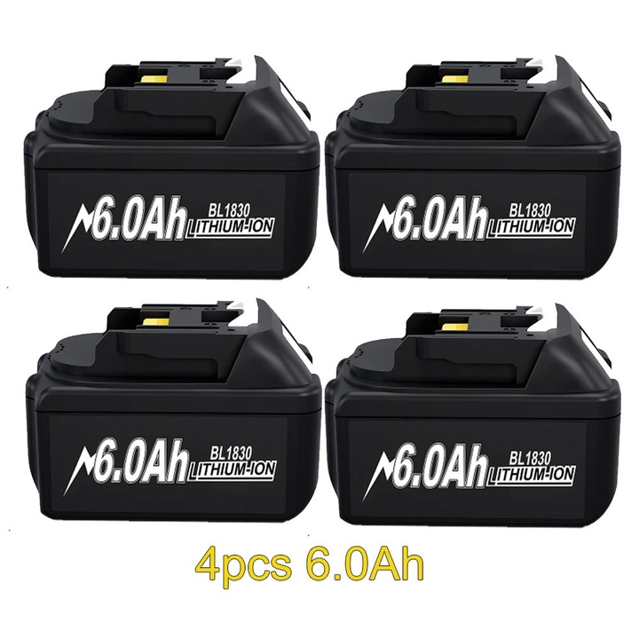 Baterie rechargeabila pentru Makita 18V, 6Ah, 18650 Lithium, compatibila cu BL1830, BL1840, BL1850, Capacitate 4BAT