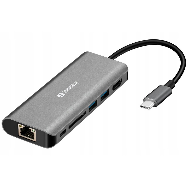 Sandberg USB-C Dock dokkolóállomás HDMI+LAN+SD+USB, 61W
