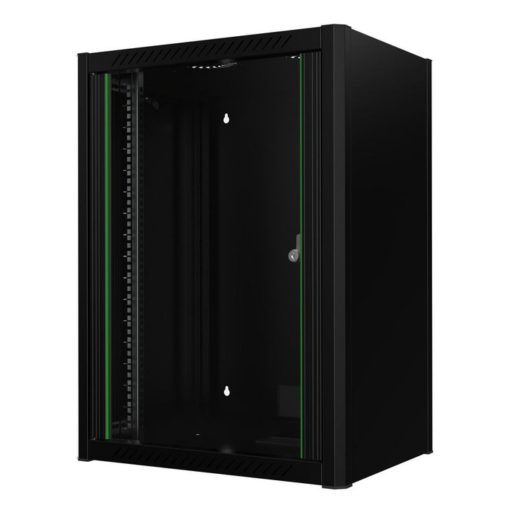 Lanview 19"-os 16U fém szekrény, 600x450x823mm, fekete