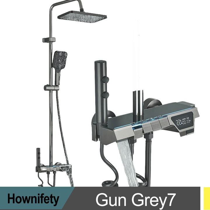 Set de dus cu bideu, 4 functii, material antibacterian, gri inchis