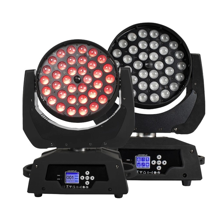 Lumina LED Wash Moving Head, control DMX, efecte stroboscopice ajustabile, set 2 buc, 17.7x13.7x8.6 inch, multicolor