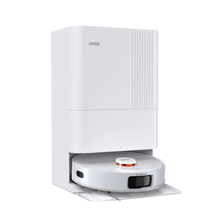 Роботизирана прахосмукачка, ефикасно почистване, автоматична работа, бяла, капацитет на резервоара за вода 4 л