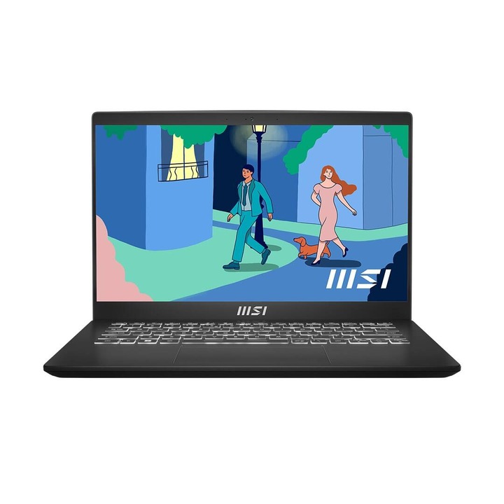 MSI Modern 14" AMD Ryzen 5 7430U 14" Full HD laptop, 16 GB DDR4-SDRAM, 512 GB SSD, Wi-Fi 6E (802.11ax), Windows 11 Home, Fekete