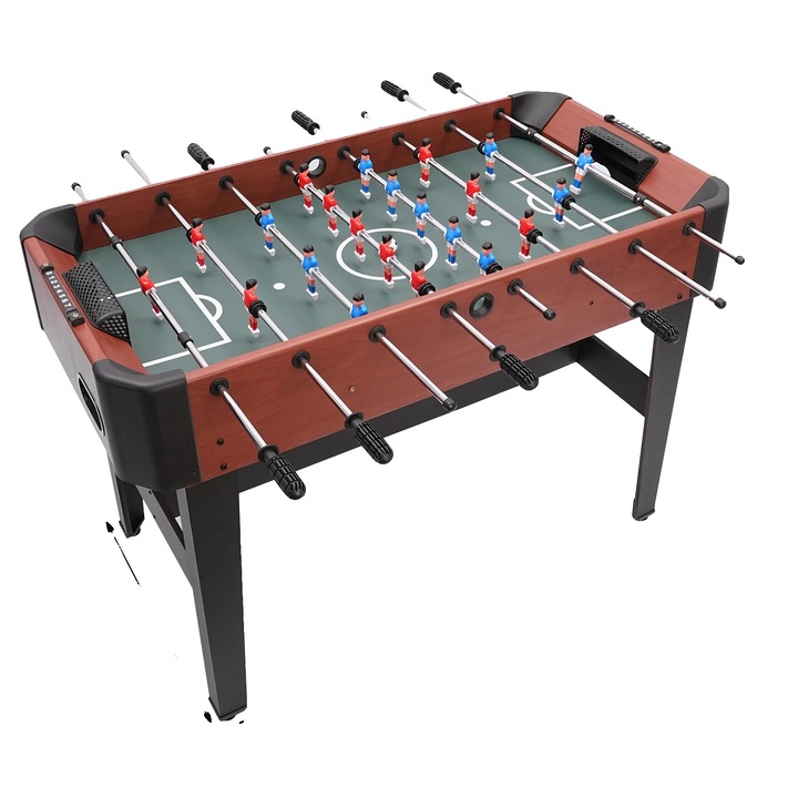 Masa foosball, design compact, 8 tije, culoare maro rosiatic, dimensiuni 120x61x81cm
