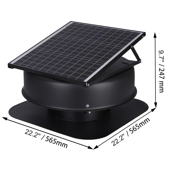 Ventilator solar pentru mansarda, 110V, debit de aer mare, termostat incorporat