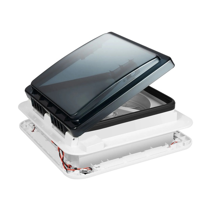 Ventilator de acoperis pentru RV, functionare silentioasa, iluminare LED integrata, negru, 14.2x14x5.9 inch
